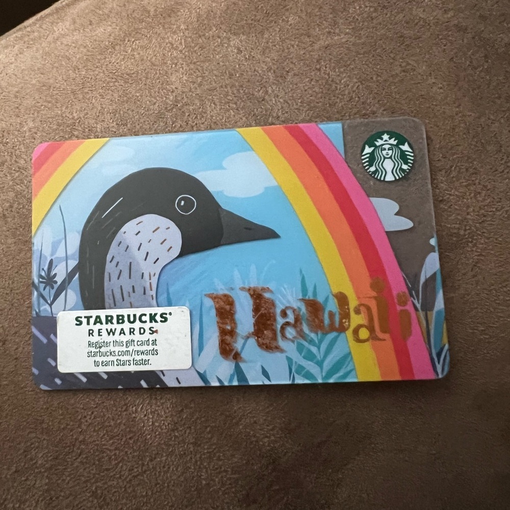 Starbucks Hawaii Card with Rainbow and Bird Design